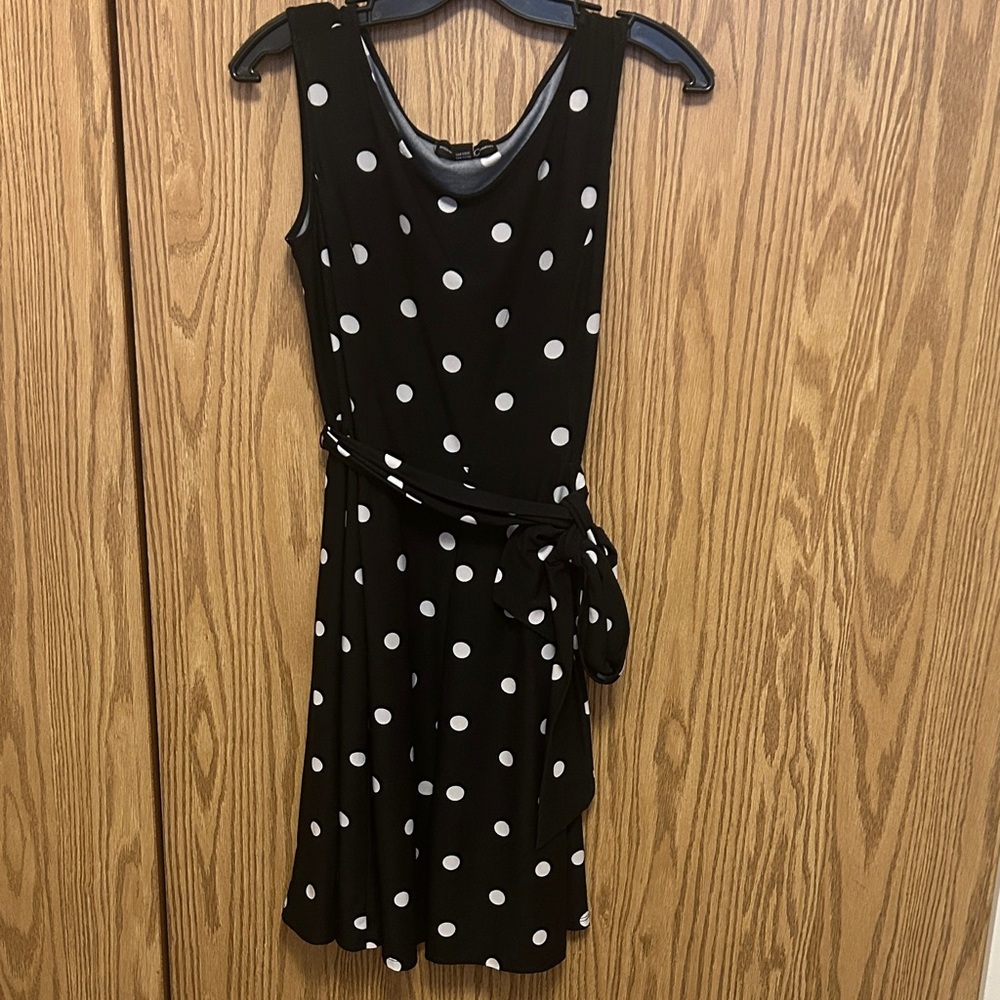 INC Black and White Polka Dot Dress size large